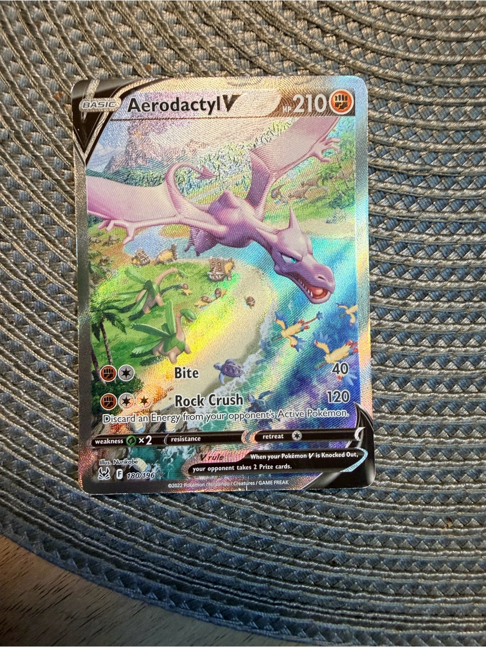 Pokemon Aerodactyl V Holo Card - Purple, Green, Blue